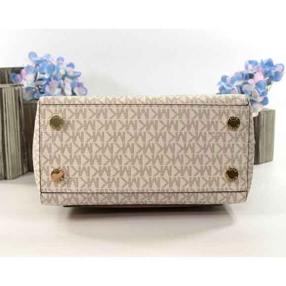 Michael Kors Joey Vanilla Monogram Acorn Leather Pocket Travel Tote NWT - Picture 5 of 7